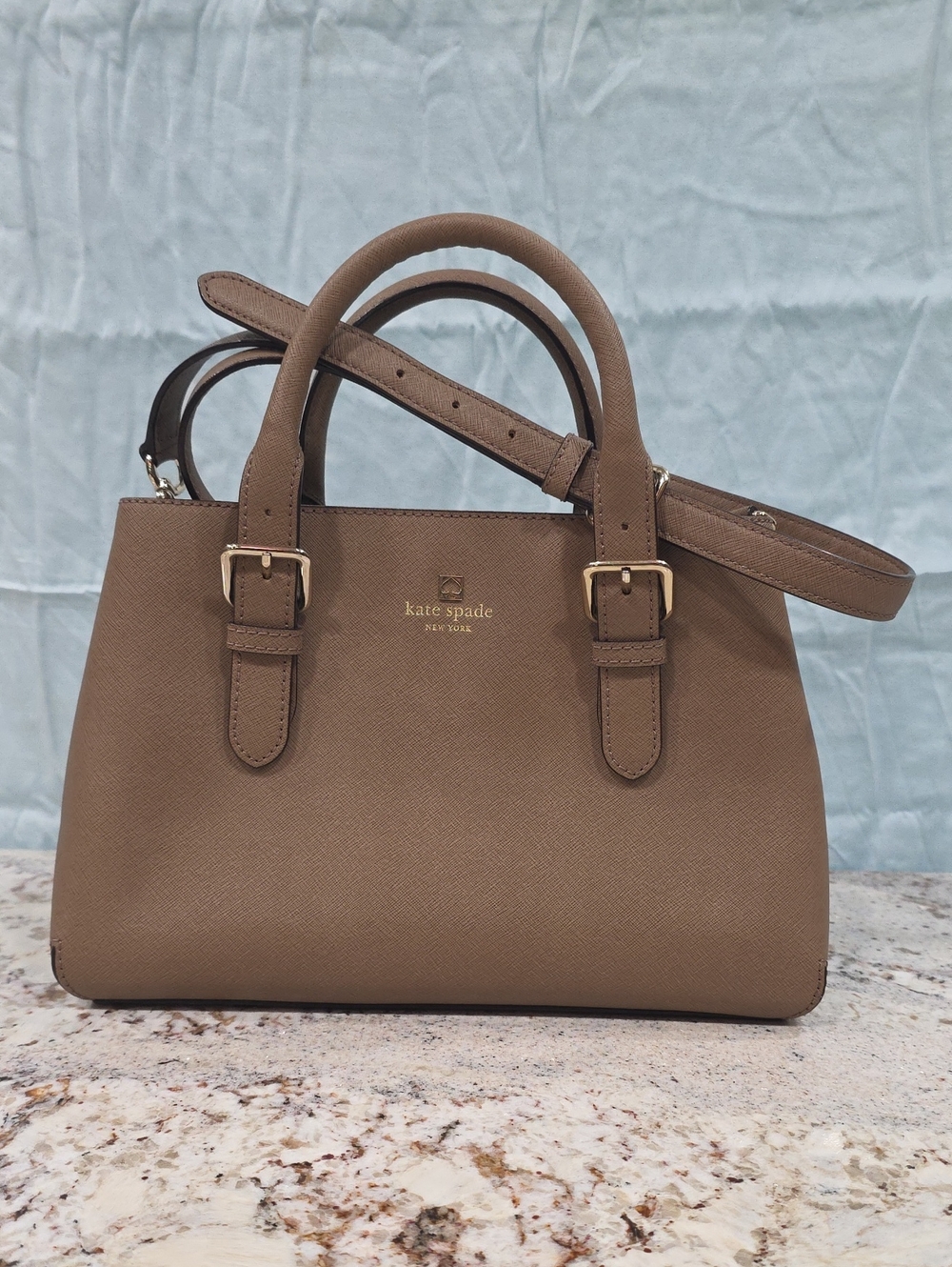 kate spade New York Cove Street Provence Satchel in Taupe Saffiano Leather